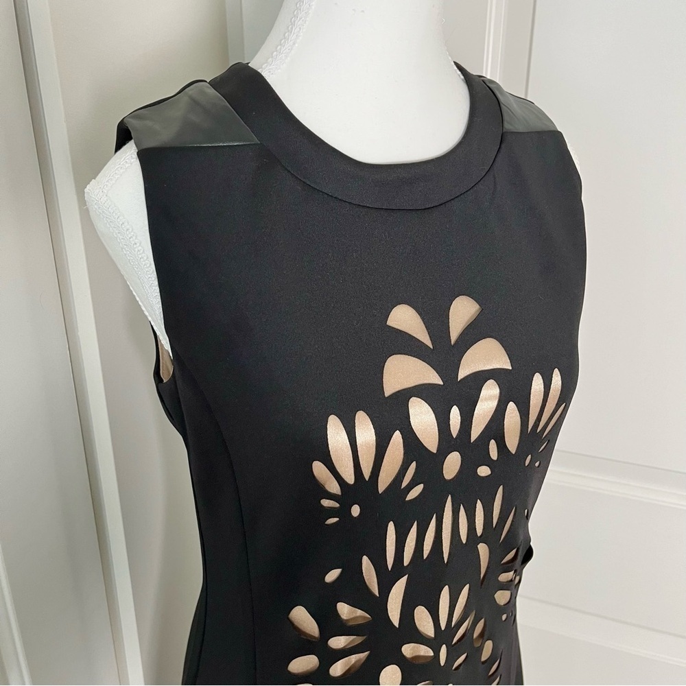 Papillon Black Dress with Laser Floral Cutouts - LBD, Mini, A-line, Size Small - Picture 5 of 16